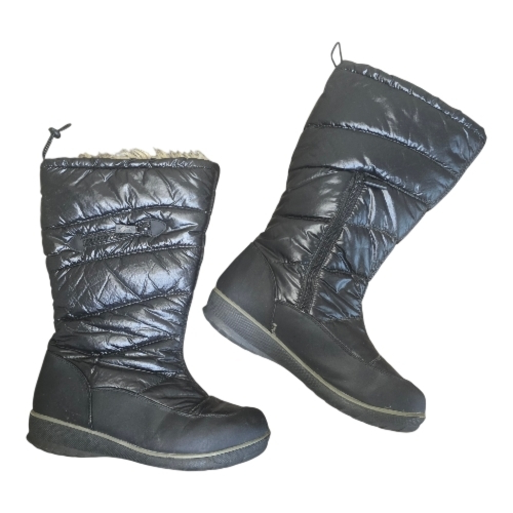 Sporto Women’s Black Mid-Calf Zipper Boots – Faux Fur Lined (Size 10)